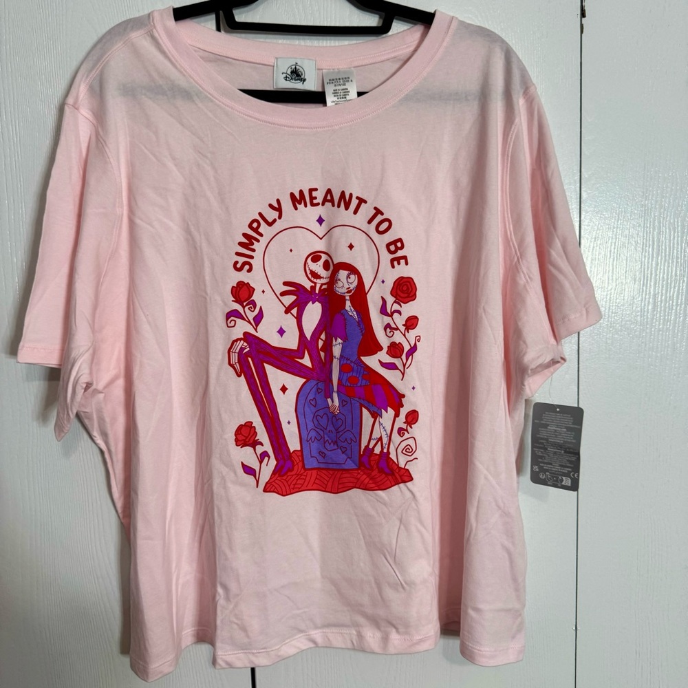NWT. Disney Jack Skellington and Sally Valentine's Day T-Shirt for Women 2X.